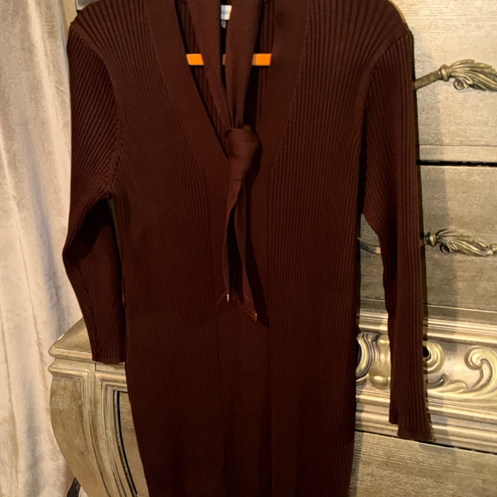 Calvin Klein Women's Dark Brown Long Sleeve Dress